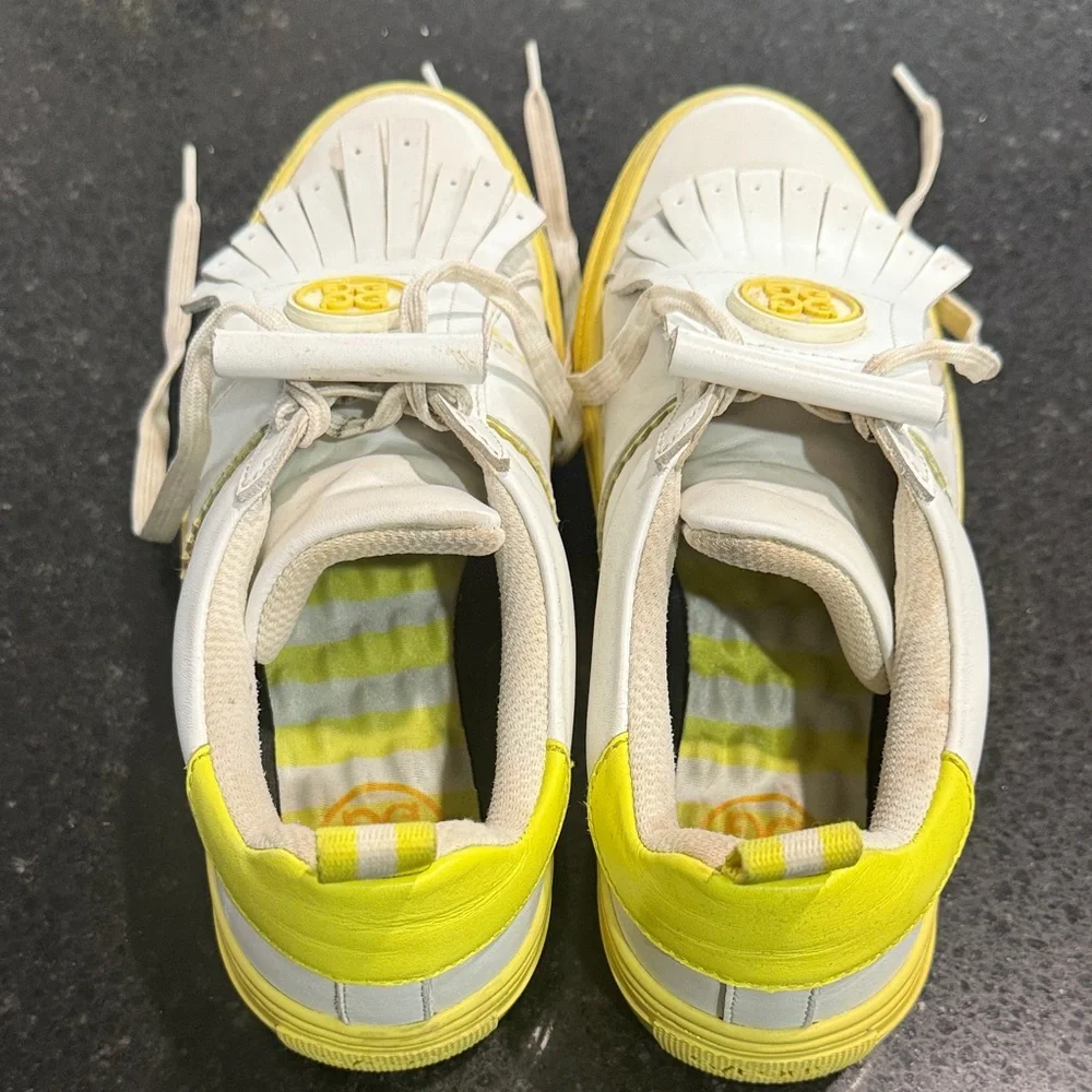 G/FORE White and Yellow Athletic Golf Shoes - Picture 3 of 6